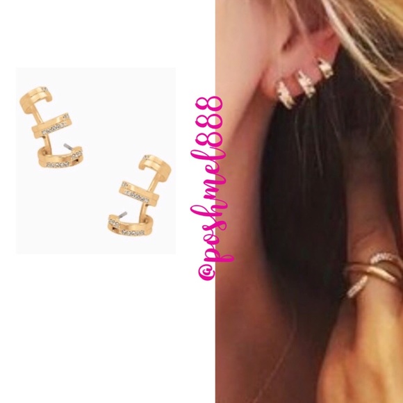 Stella & Dot Jewelry - :: Stella & Dot Pavé✨Trio Earrings Gold